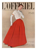 L'Officiel  October 1950 - Robe du Soir de Balenciaga  Velours de Ducharne  Laize Guipure de Maxime