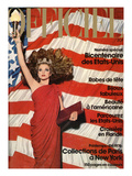 L'Officiel  December 1975 - Robe de Pierre Cardin en Crêpe Rouge d'Abraham  Bijoux de M Gérard