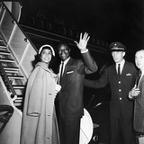 Nat King Cole and His Wife Maria Cole Wave to Bystanders  March 1959