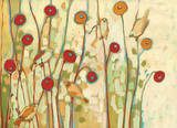 Five Little Birds Playing Amongst the Poppies