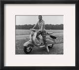 Girl Wearing a Headscarf and Jazzy Slacks Models a Lambretta Ld 125 Mark IV Scooter