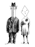Couples and individuals with unusually shaped faces - New Yorker Cartoon