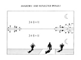 Six drawings of people and things reflected and cast in shadow - New Yorker Cartoon