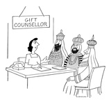 GIFT COUNSELLOR is counseling the three wise men - New Yorker Cartoon
