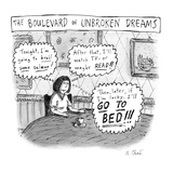 A woman sits at a table and day dreams - New Yorker Cartoon