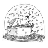 Computer geek sits inside snow globe Instead of snow  money is falling al… - New Yorker Cartoon