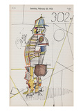 Drawing of male figure in baseball attire on calendar page - New Yorker Cartoon