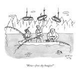 "Wow—free sky hoagies!" - New Yorker Cartoon