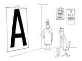 Patient reading giant eye chart in doctors office - New Yorker Cartoon