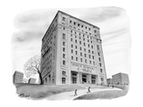 School buidling with sign: "Public School 261 K-Death" - New Yorker Cartoon