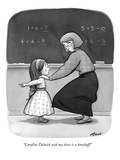 "Caroline Dolnick said my dress is a knockoff!" - New Yorker Cartoon