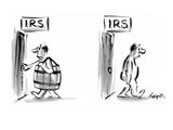 Title on both doors: IRS - New Yorker Cartoon