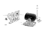 Man stands in sculptured numbers reading '1992' looking at a cannon labell… - New Yorker Cartoon
