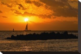 Golden Clouds and Sailboat
