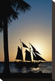 Blue Sailboat Sunset