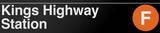 Kings Highway New York/NYC Subway/F Sign