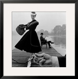Skater in a Digby Morton Fur Trimmed Velvet Coat and Michael Bentley in the Background  1955
