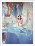 Painter Helen Frankenthaler Sitting Amidst Her Art in Her Studio