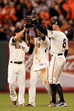 San Francisco  CA - Oct 25: SF Giants v Det Tigers - Gregor Blanco  Angel Pagan and Hunter Pence