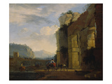 Italian Landscape with Ruins of an Aqueduct  1675