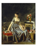 Portrait of a Lady  Surrounded by Flowers