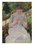 Young Woman Sewing in the Garden  ca 1880/82