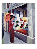 Woman with Parasol in Front of a Hat Shop  1914