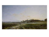 Die Theresienwiese Mit Der Bavaria in Abendstimmung  1882
