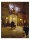 Abendliche Strassenszene Vor Den Folies Bergeres  Paris