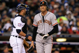 Detroit  MI - October 28: Detroit Tigers v San Francisco Giants - Hunter Pence and Max Scherzer