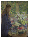 Girl Arranging Garden Flowers