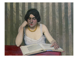 Woman Reading with Yellow Necklace  1912