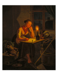 Junge Magd Beim Briefschreiben Bei Kerzenschein  1838
