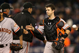 Detroit  MI - Oct 27: Detroit Tigers v San Francisco Giants - Buster Posey and Bruce Bochy