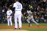Detroit  MI - October 28: Detroit Tigers v San Francisco Giants - Buster Posey and Max Scherzer