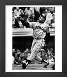 Baseball Player Willie Mays Watching Ball Clear Fence for Home Run in Game with Dodgers
