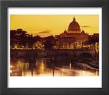 St Peter's Basilica and Ponte Saint Angelo  Rome  Italy