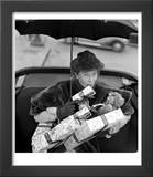 Woman in Fur Coat Carrying Gifts  1960s