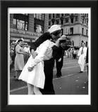 US Sailor Bending Young Nurse over His Arm to Give Her Passionate Kiss in Middle of Times Square