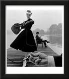 Skater in a Digby Morton Fur Trimmed Velvet Coat and Michael Bentley in the Background  1955