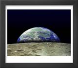 Earth Rising Over Moon Surface