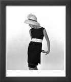 Black Sleeveless Dress with White Belt  1960s