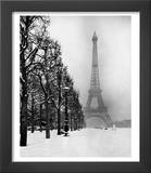 Heavy Snow Blankets the Ground Near the Eiffel Tower