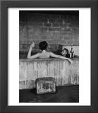 Actor Steve McQueen and Wife Taking Sulfur Bath at Home