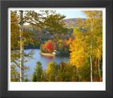 Summer Home Surrounded by Fall Colors  Wyman Lake  Maine  USA