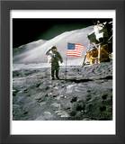 US Astronaut James B Irwin Saluting American Flag Next to Lunar Module During Apollo 15 Mission