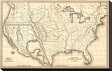 Map of the United States and Texas  Mexico and Guatimala  c1839