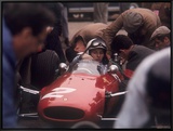 Mechanics Work on John Surtees in Ferrari During Pit Stop