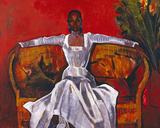 Sheila on a Rattan Settee  1982