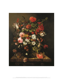 Flower Still Life with a Timepiece  ca 1663–1665